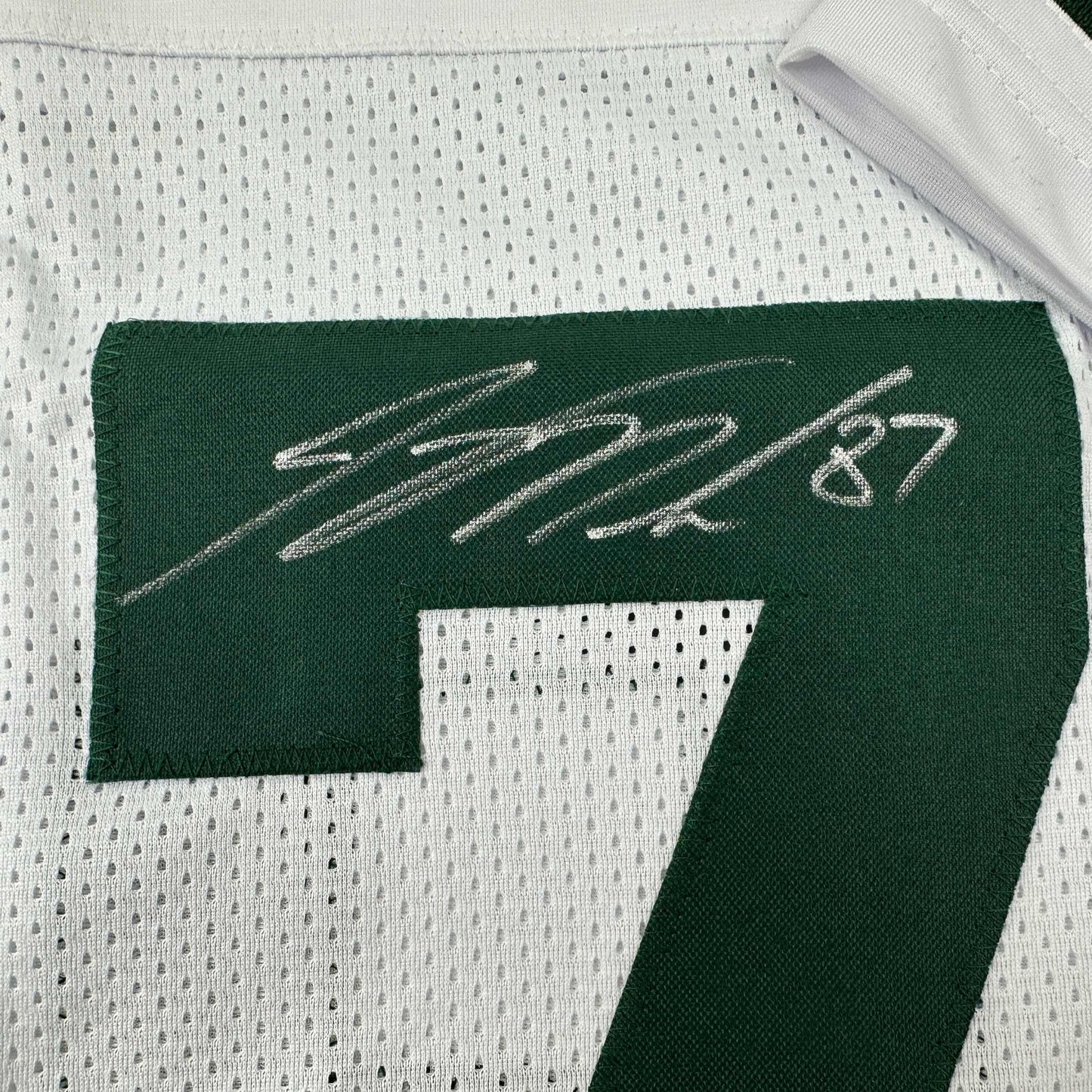 Autographed/Signed Jordy Nelson Green Bay White Stat Football Jersey Beckett BAS COA