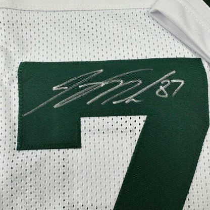 Autographed/Signed Jordy Nelson Green Bay White Stat Football Jersey Beckett BAS COA