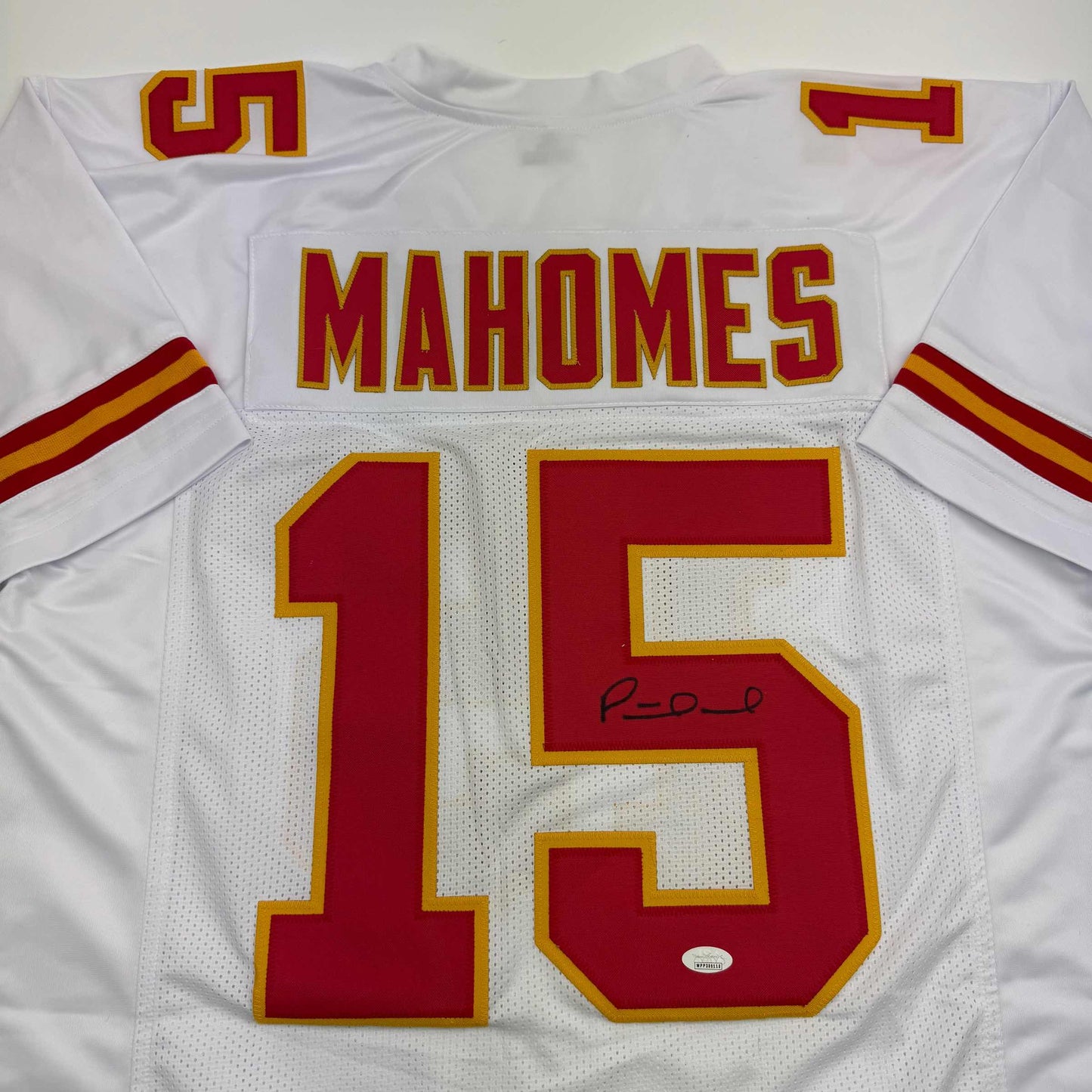 Autographed/Signed Patrick Mahomes Kansas City White Football Jersey JSA COA