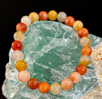 Reiki-Infused Natural Red Aventurine Bracelet for Manifestation, Action, Confidence & Root Chakra Drive (8mm)