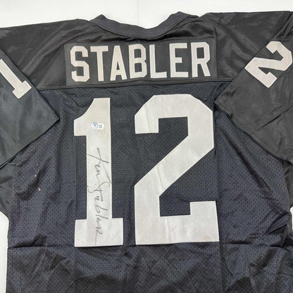 Autographed/Signed Ken Stabler Oakland Black Football Jersey Beckett BAS COA