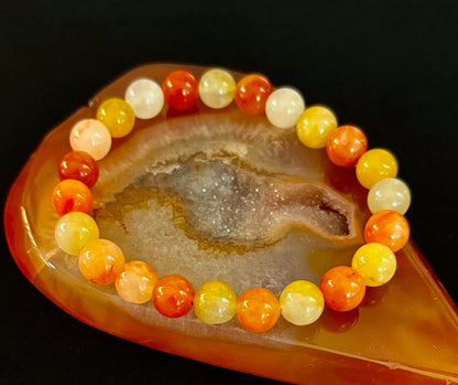 Reiki-Infused Natural Red Aventurine Bracelet for Manifestation, Action, Confidence & Root Chakra Drive (8mm)