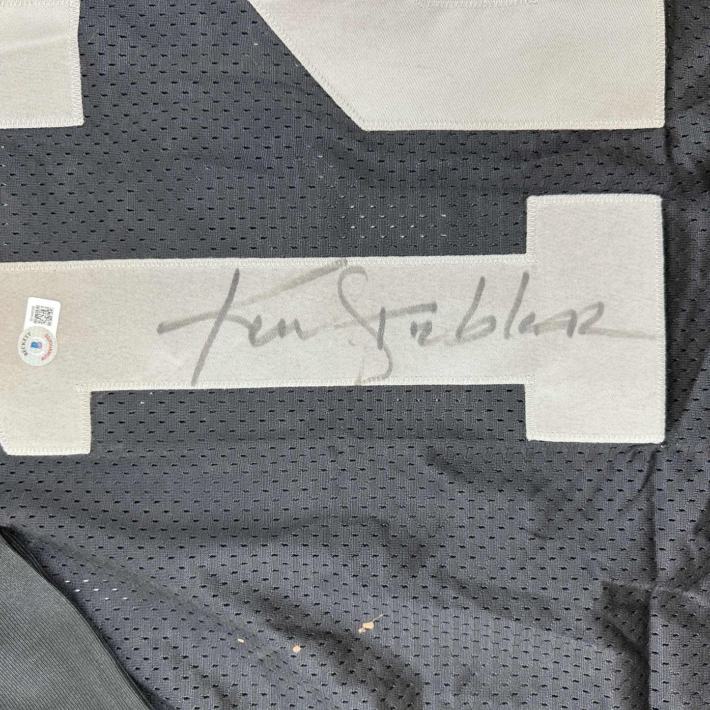 Autographed/Signed Ken Stabler Oakland Black Football Jersey Beckett BAS COA