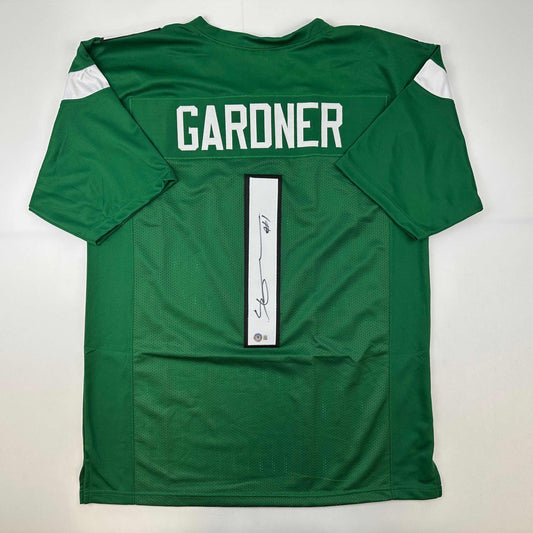 Autographed/Signed Ahmad Sauce Gardner New York Green Football Jersey Beckett BAS COA