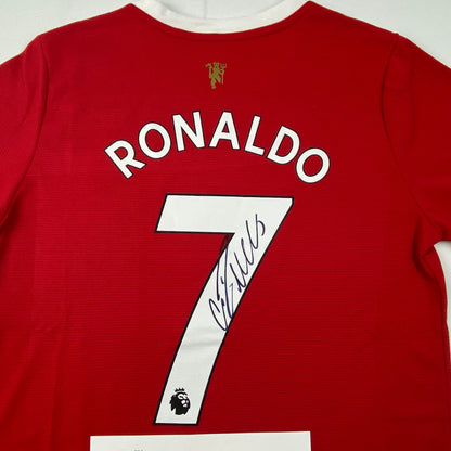 Autographed/Signed Cristiano Ronaldo Manchester United Red Current Soccer Jersey Beckett BAS COA/LOA
