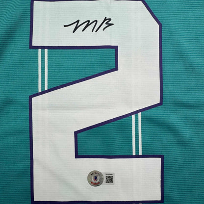 Autographed/Signed LaMelo Ball Charlotte Teal Basketball Jersey Beckett BAS COA