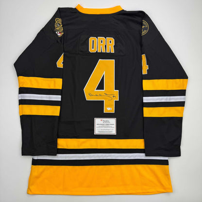 Autographed/Signed Bobby Orr Boston Bruins Black Hockey Jersey Fanatics COA