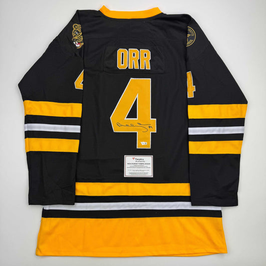 Autographed/Signed Bobby Orr Boston Bruins Black Hockey Jersey Fanatics COA