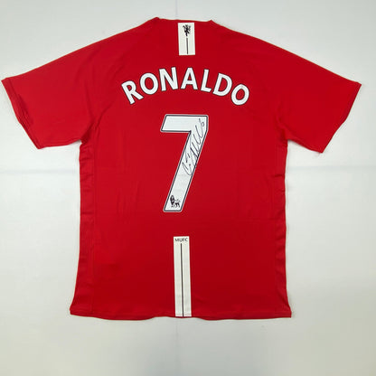 Autographed/Signed Cristiano Ronaldo Manchester United Red 2008 Soccer Futbol Jersey Beckett BAS COA/LOA