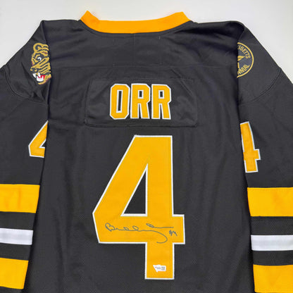 Autographed/Signed Bobby Orr Boston Bruins Black Hockey Jersey Fanatics COA