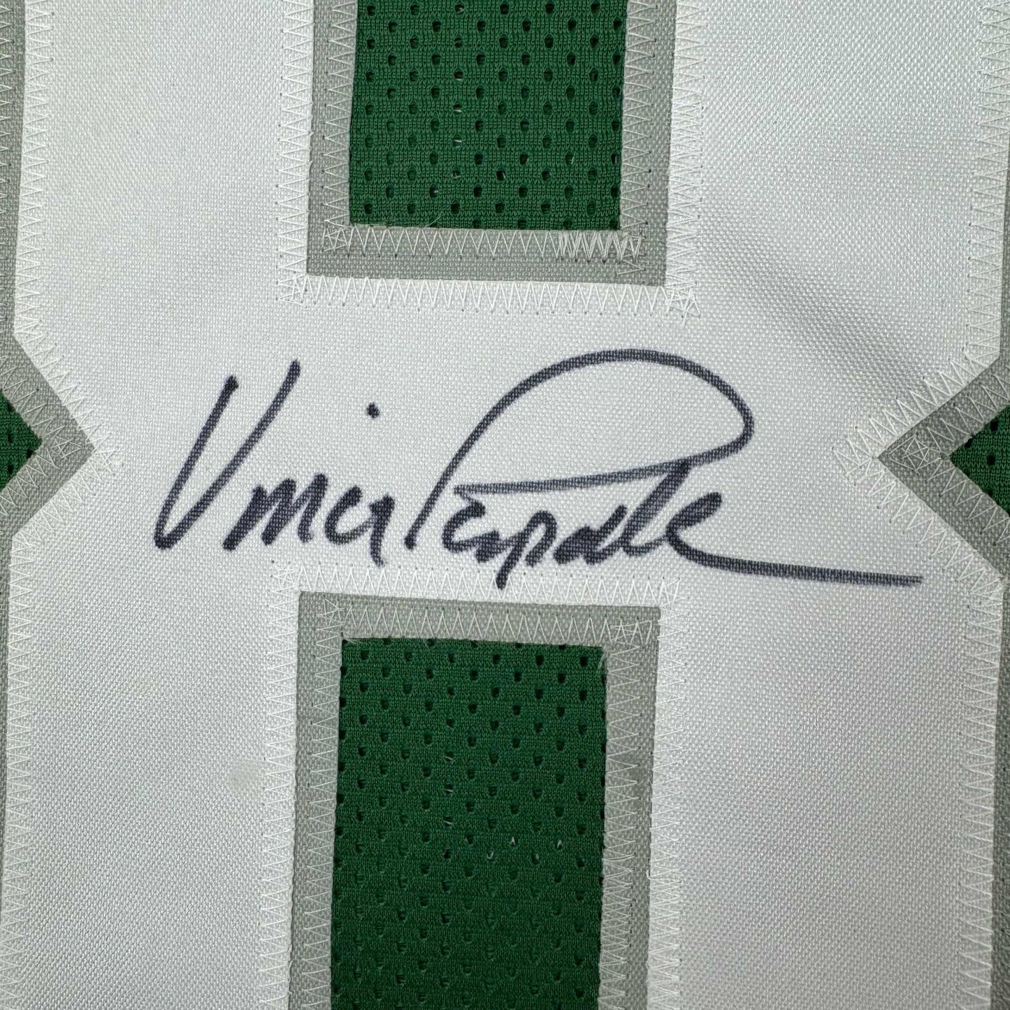 Autographed/Signed Vince Papale Philadelphia Green and White Split Football Jersey JSA COA