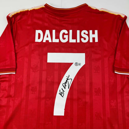 Autographed/Signed Kenny Dalglish Liverpool Red Crown Paints Soccer Jersey Beckett BAS COA