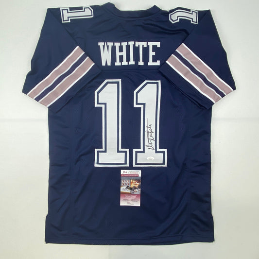 Autographed/Signed Danny White Dallas Dark Blue Football Jersey JSA COA