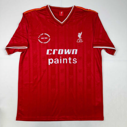 Autographed/Signed Kenny Dalglish Liverpool Red Crown Paints Soccer Jersey Beckett BAS COA