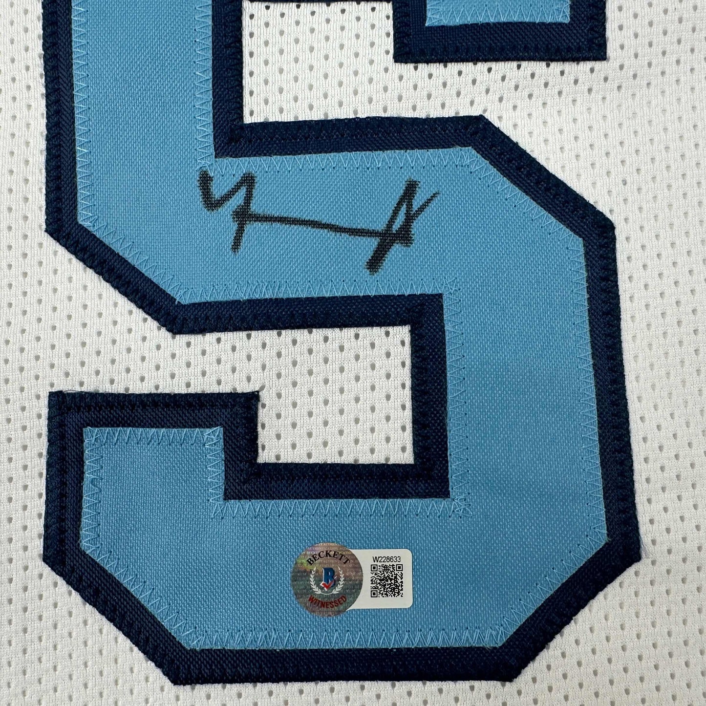 Autographed/Signed Armando Bacot UNC North Carolina White College Basketball Jersey Beckett BAS COA