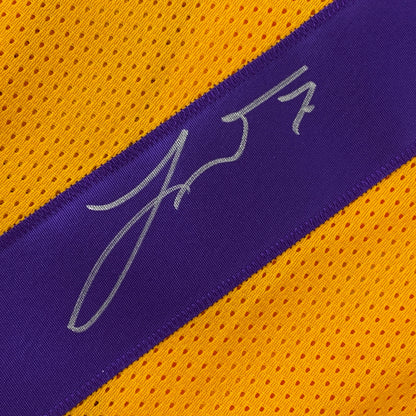 Autographed/Signed Tyrann Mathieu LSU Yellow College Football Jersey JSA COA