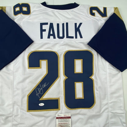 Autographed/Signed Marshall Faulk St. Louis White Football Jersey JSA COA