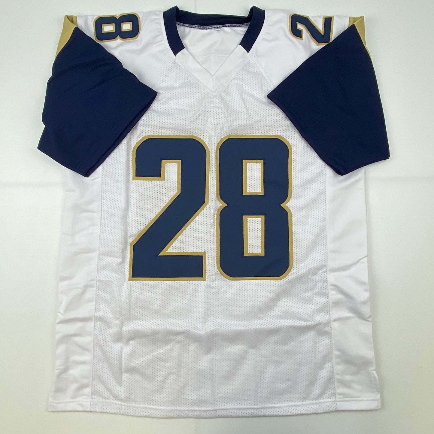 Autographed/Signed Marshall Faulk St. Louis White Football Jersey JSA COA