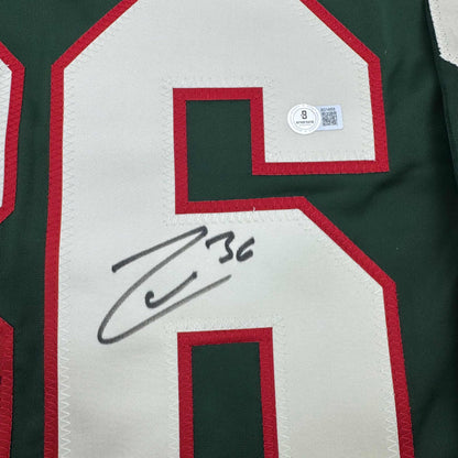 Autographed/Signed Mats Zuccarello Minnesota Green Hockey Jersey Beckett BAS COA