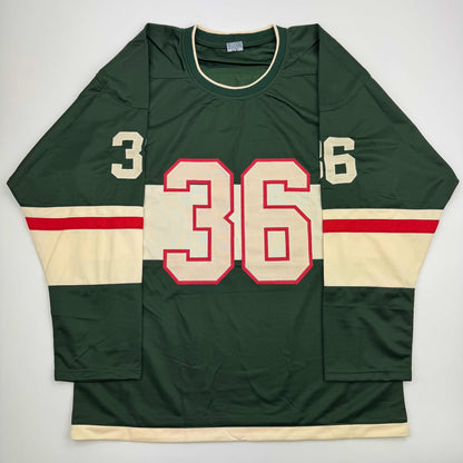 Autographed/Signed Mats Zuccarello Minnesota Green Hockey Jersey Beckett BAS COA