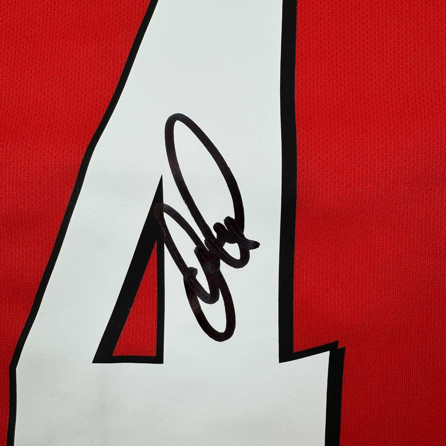 Framed Autographed/Signed Patrick Vieira 35x39 Arsenal Red Soccer Jersey Beckett BAS COA