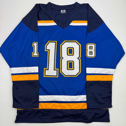 Autographed/Signed Robert Thomas St. Louis Blue Hockey Jersey Beckett BAS COA