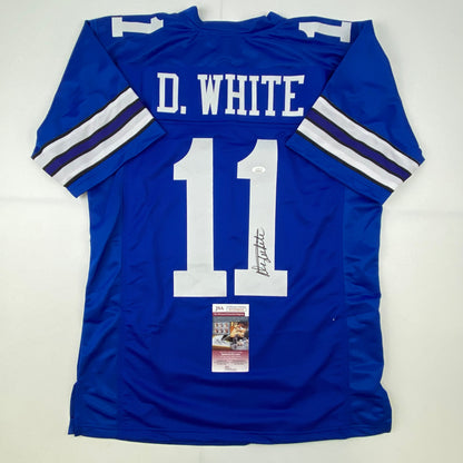 Autographed/Signed Danny White Dallas Retro Blue Football Jersey JSA COA
