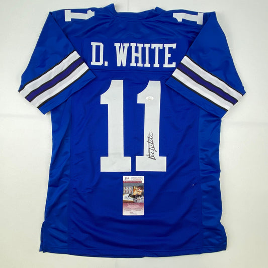 Autographed/Signed Danny White Dallas Retro Blue Football Jersey JSA COA