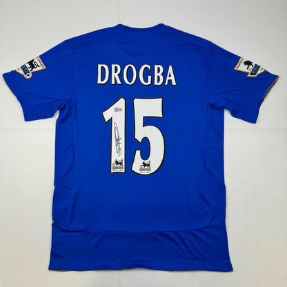 Autographed/Signed Didier Drogba #15 Chelsea FC Blue Soccer Futbol Jersey Beckett BAS COA