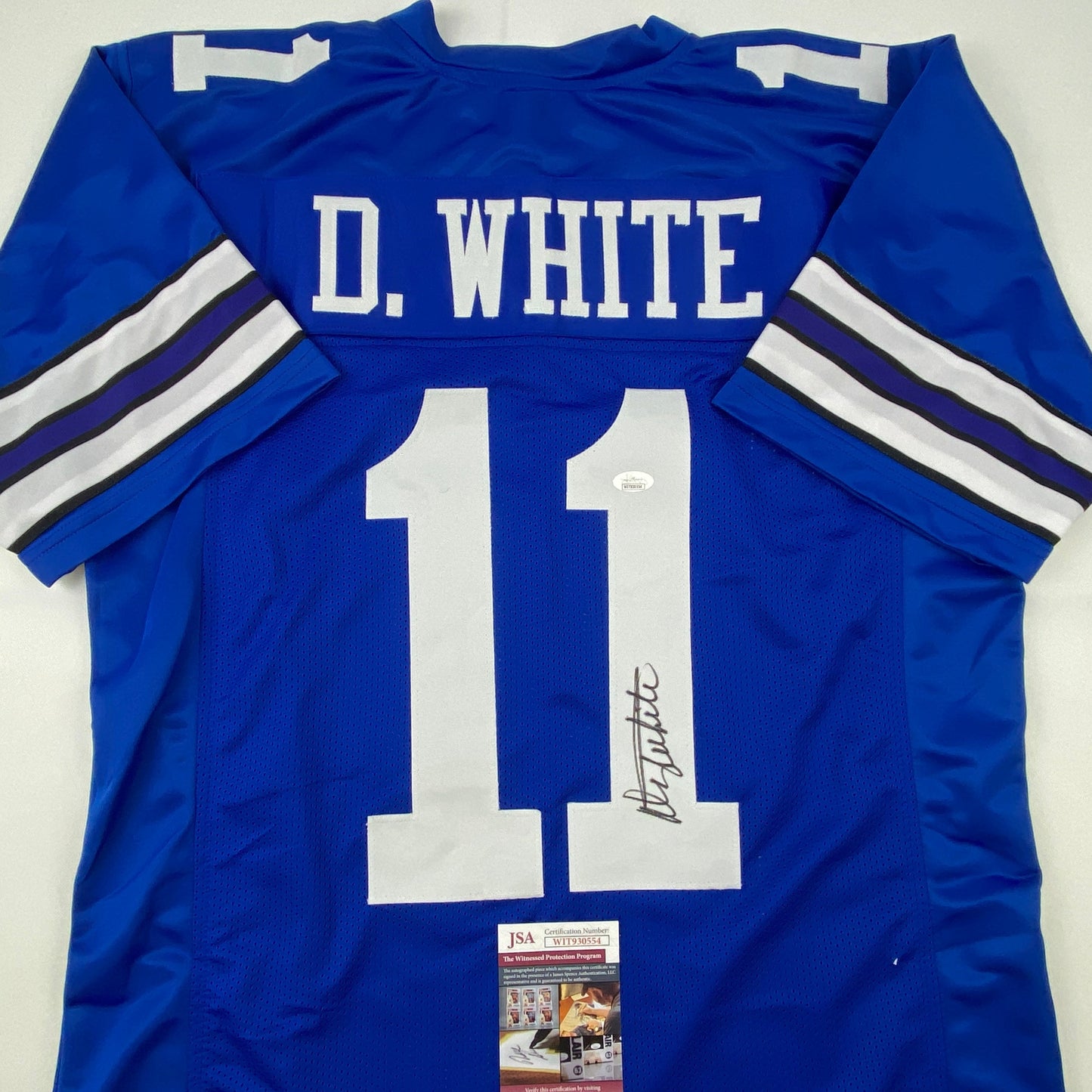 Autographed/Signed Danny White Dallas Retro Blue Football Jersey JSA COA