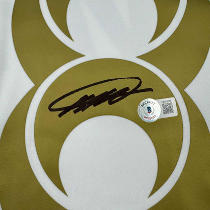 Autographed/Signed Ricardo Kaka Real Madrid White/Gold Retro Soccer Futbol Jersey Beckett BAS COA