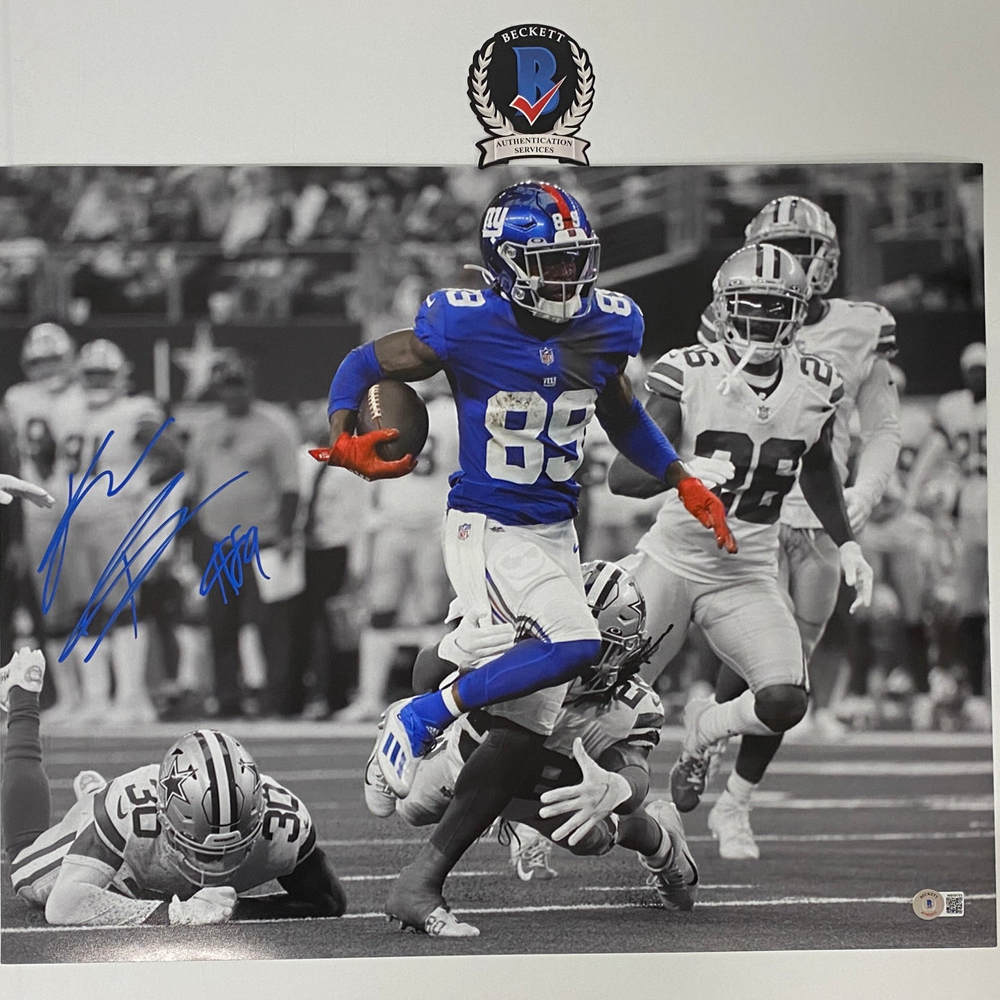 Autographed/Signed Kadarius Toney New York Giants 16x20 Football Photo Beckett BAS COA