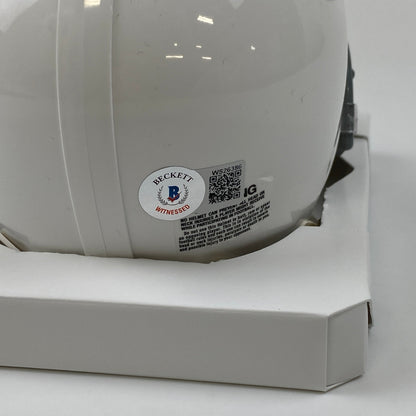 Autographed/Signed Brian Dawkins Philadelphia Eagles Retro Mini Football Helmet Beckett BAS COA
