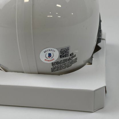 Autographed/Signed Brian Dawkins Philadelphia Eagles Retro Mini Football Helmet Beckett BAS COA