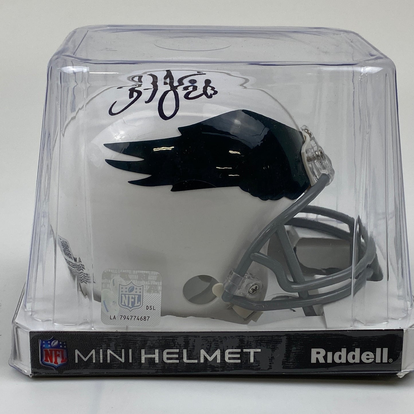 Autographed/Signed Brian Dawkins Philadelphia Eagles Retro Mini Football Helmet Beckett BAS COA