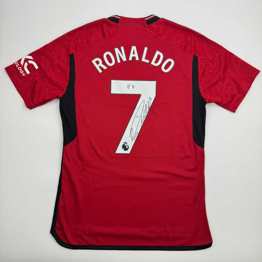 Autographed/Signed Cristiano Ronaldo Manchester United Red Soccer Jersey Beckett BAS COA