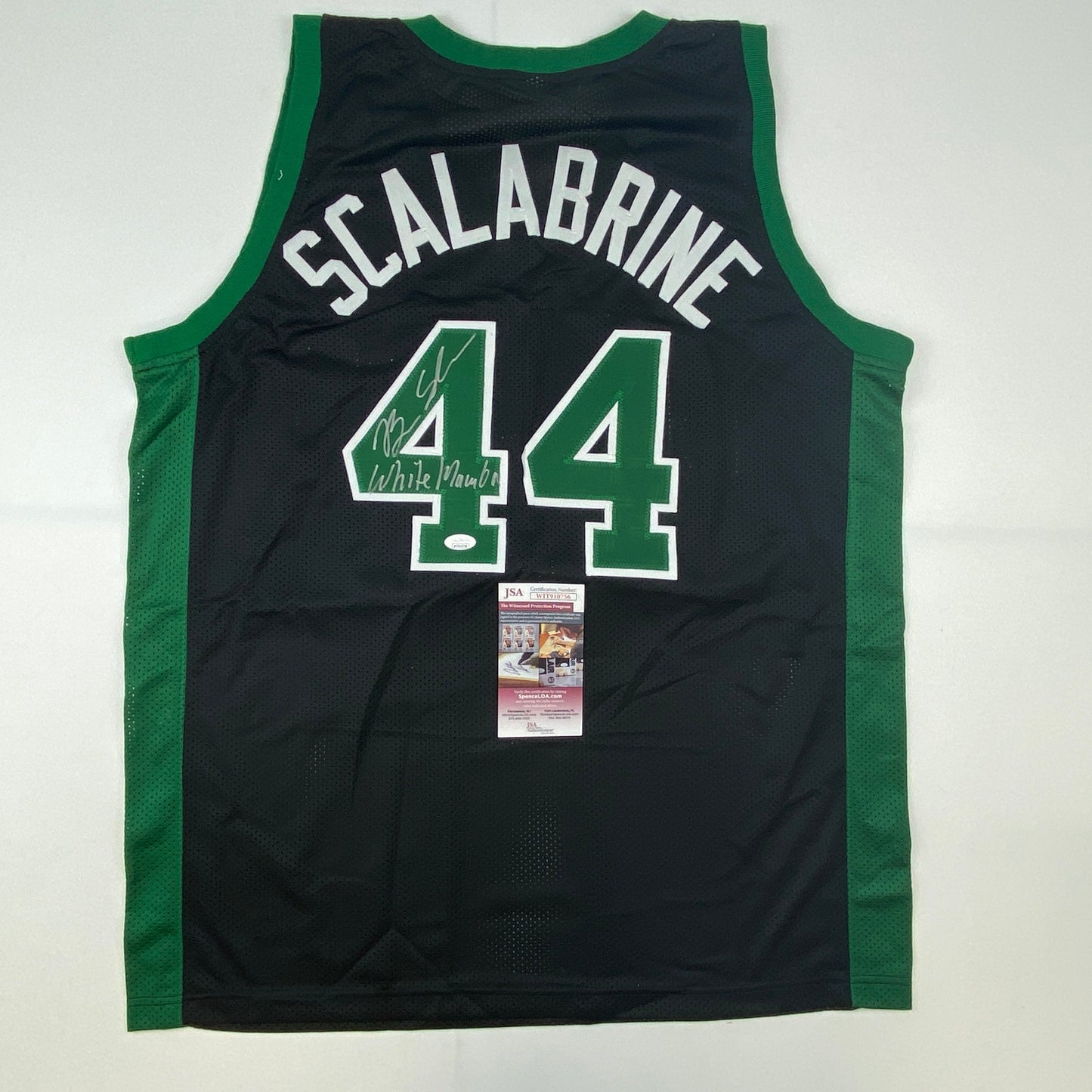 Autographed/Signed Brian Scalabrine White Mamba Boston Black Basketball Jersey JSA COA