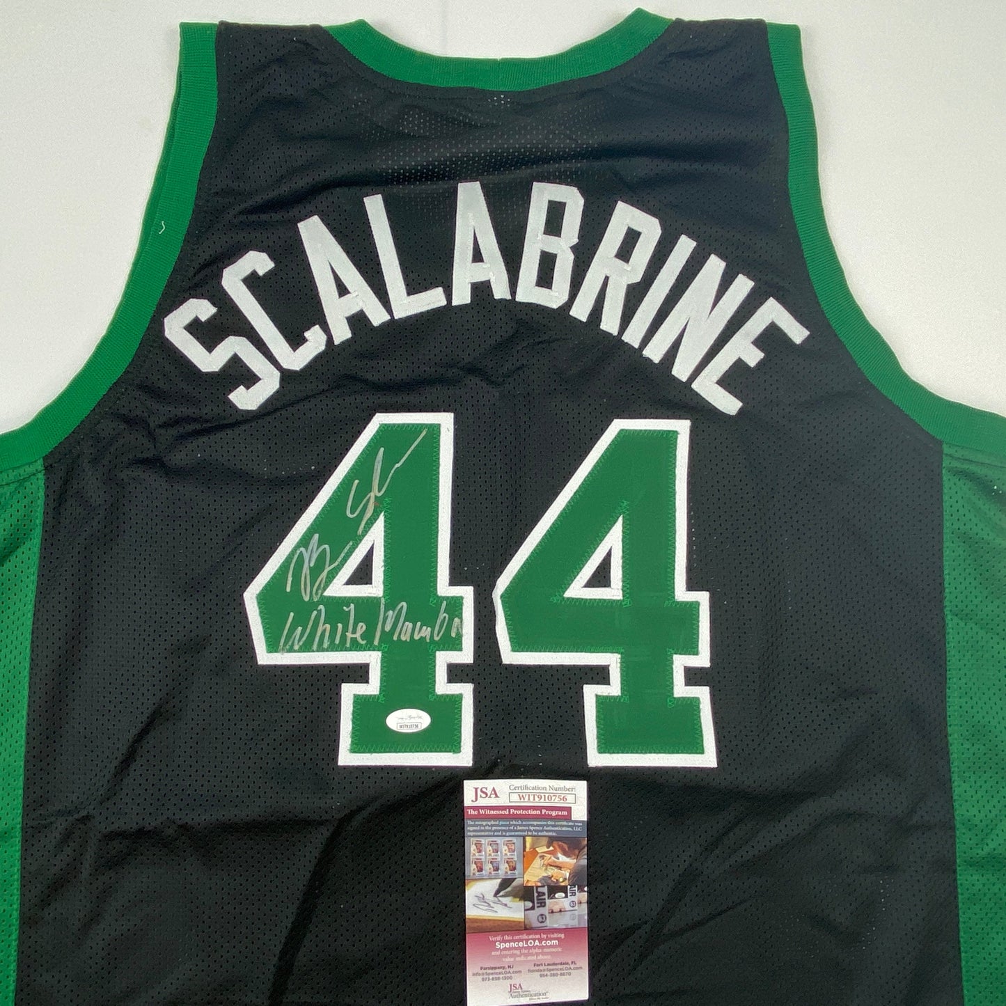 Autographed/Signed Brian Scalabrine White Mamba Boston Black Basketball Jersey JSA COA