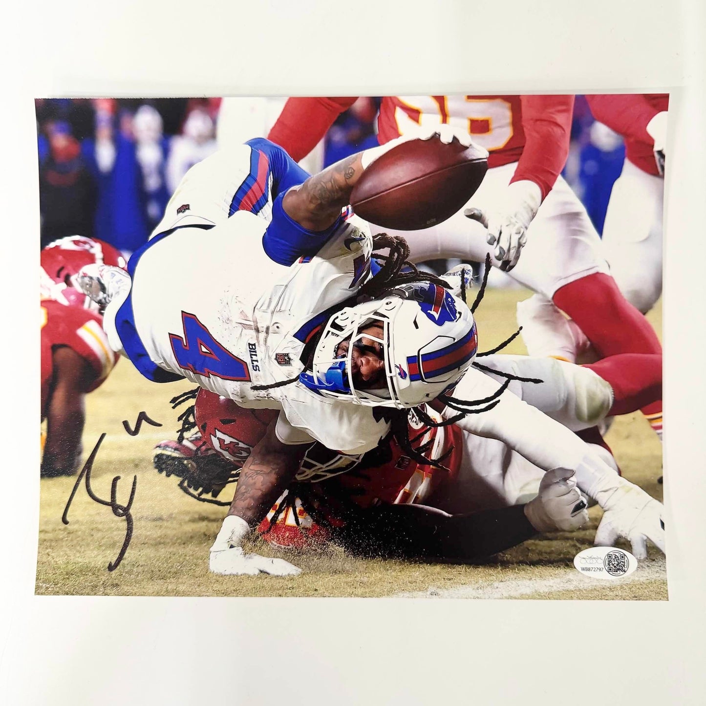 Autographed/Signed James Cook Buffalo Bills 8x10 Football Photo JSA COA