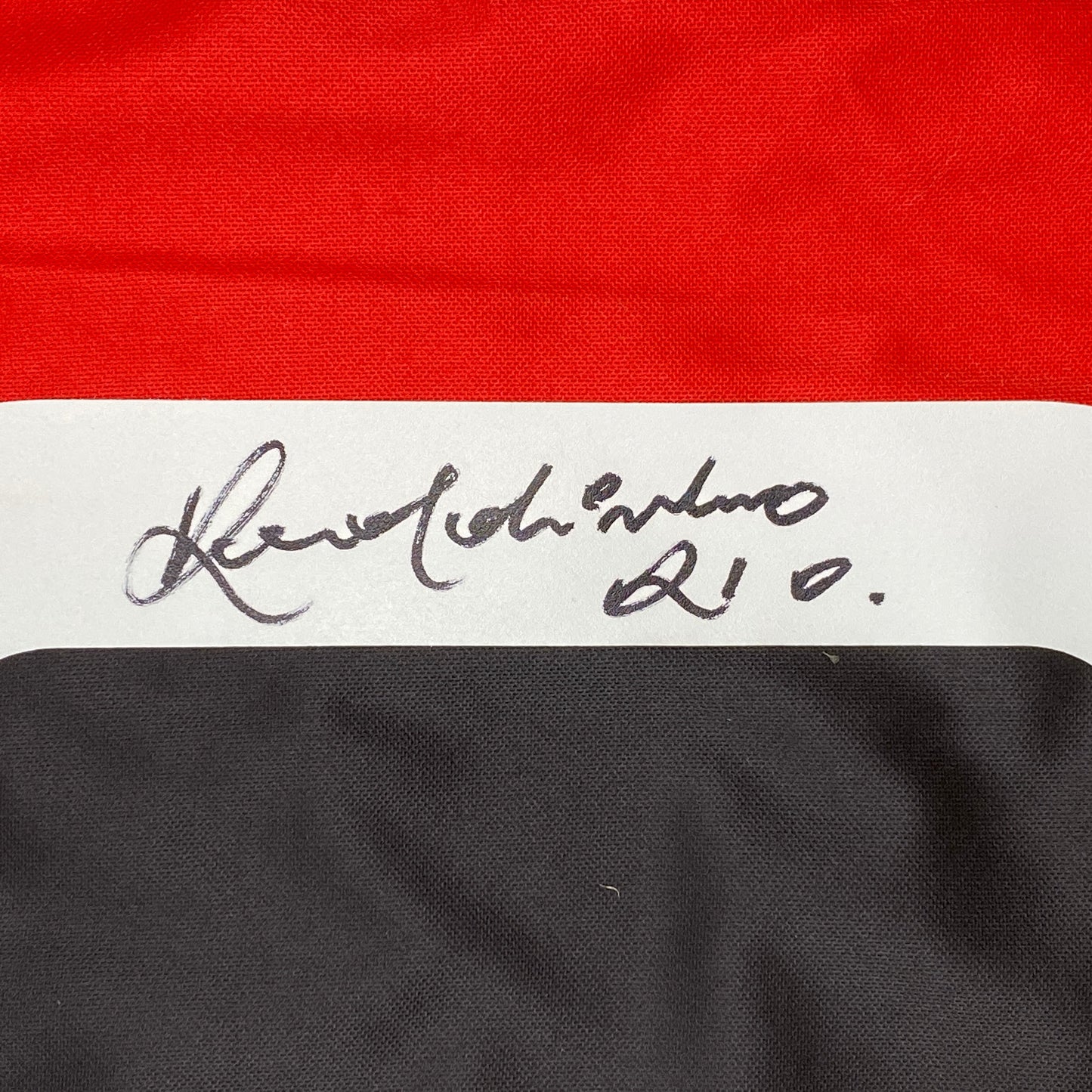 Autographed/Signed Ronaldinho AC Milan Red/Black Soccer Futbol Jersey Beckett BAS COA