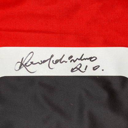Autographed/Signed Ronaldinho AC Milan Red/Black Soccer Futbol Jersey Beckett BAS COA
