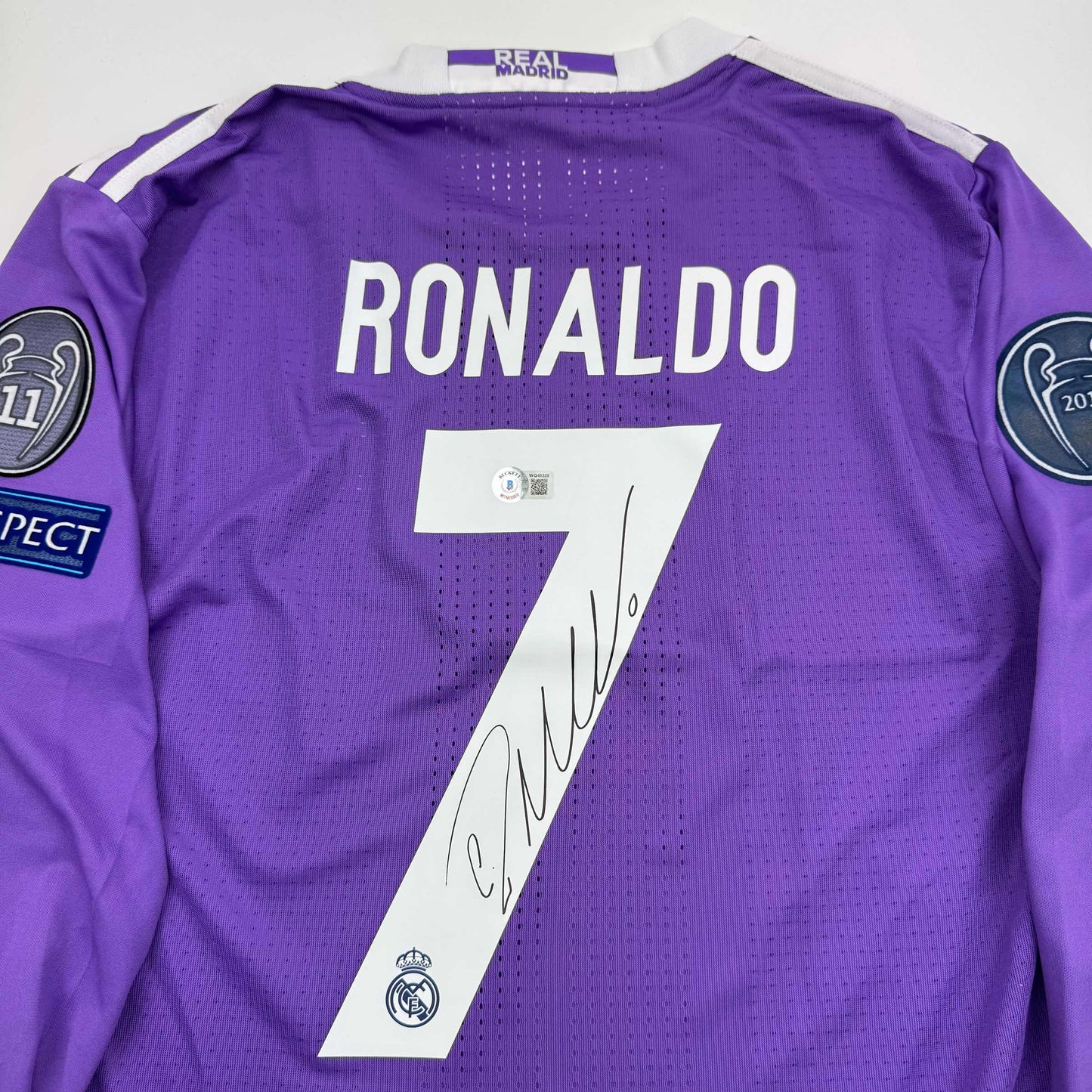 Autographed/Signed Cristiano Ronaldo Real Madrid Purple Soccer Jersey Beckett BAS COA