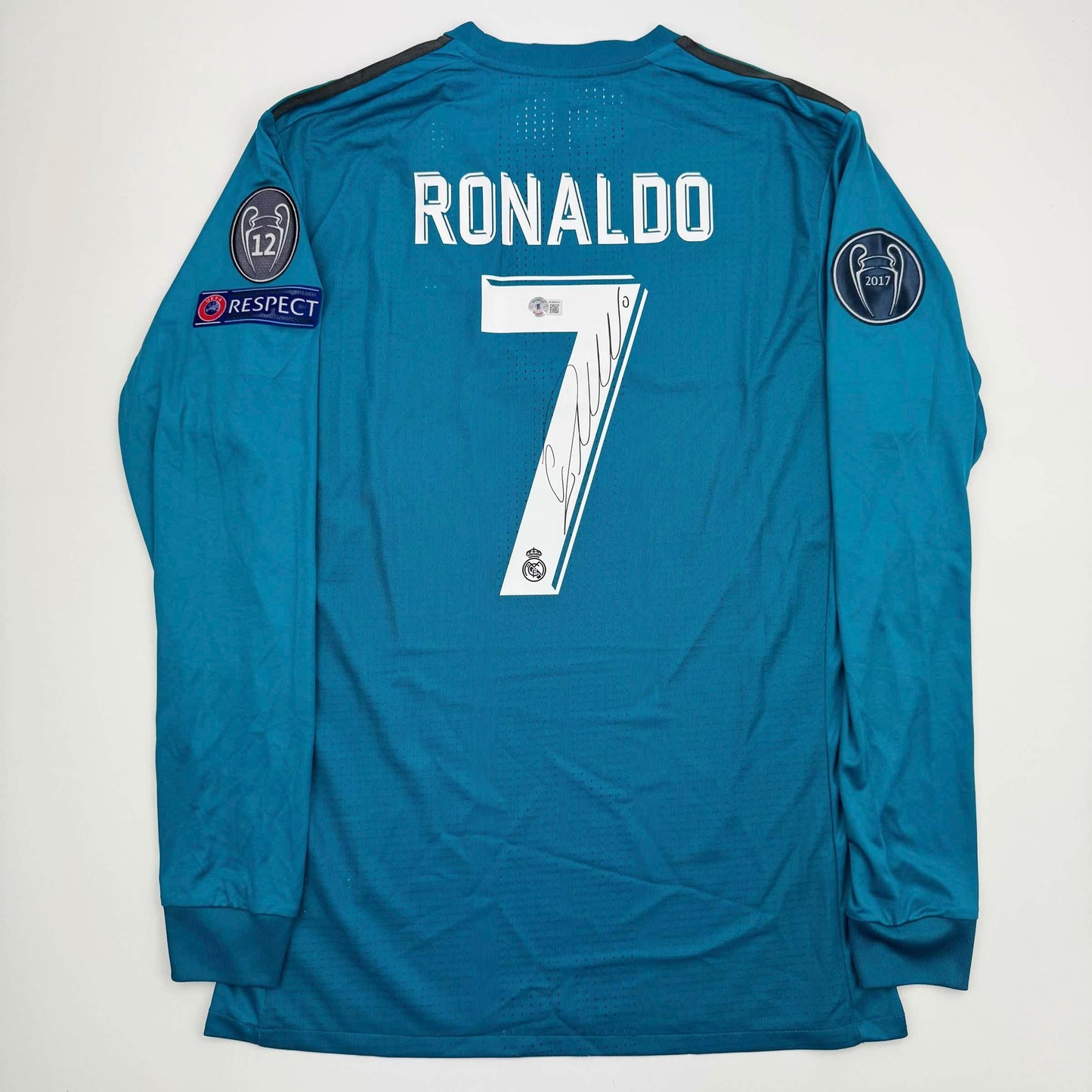 Autographed/Signed Cristiano Ronaldo Real Madrid Blue Soccer Jersey Beckett BAS COA