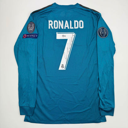 Autographed/Signed Cristiano Ronaldo Real Madrid Blue Soccer Jersey Beckett BAS COA