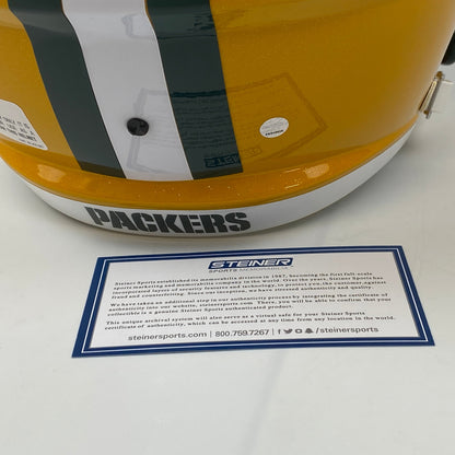 Autographed/Signed Aaron Rodgers Green Bay Packers Full Size Replica Football Helmet FS F/S Steiner Sports COA