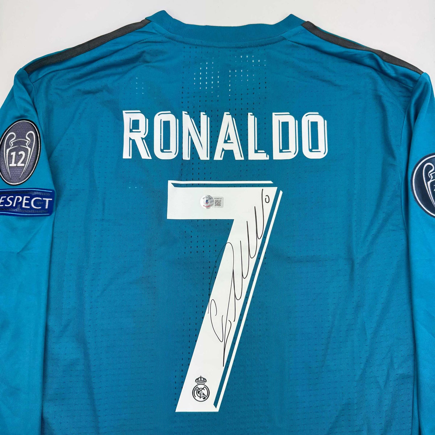 Autographed/Signed Cristiano Ronaldo Real Madrid Blue Soccer Jersey Beckett BAS COA