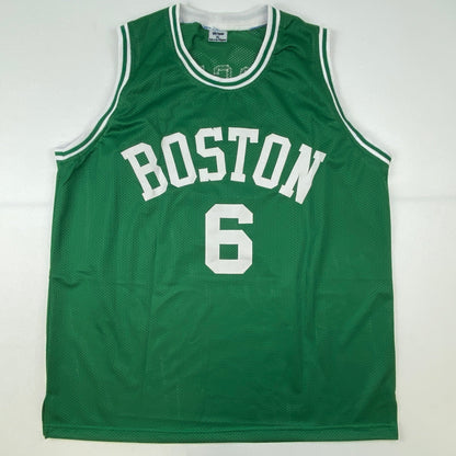 Autographed/Signed Bill Russell Boston Green Basketball Jersey Hollywood Collectibles COA