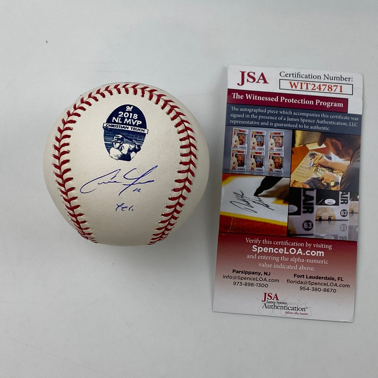 Autographed/Signed Christian Yelich Yeli 2018 NL MVP Rawlings Official Major League Baseball ROML JSA COA