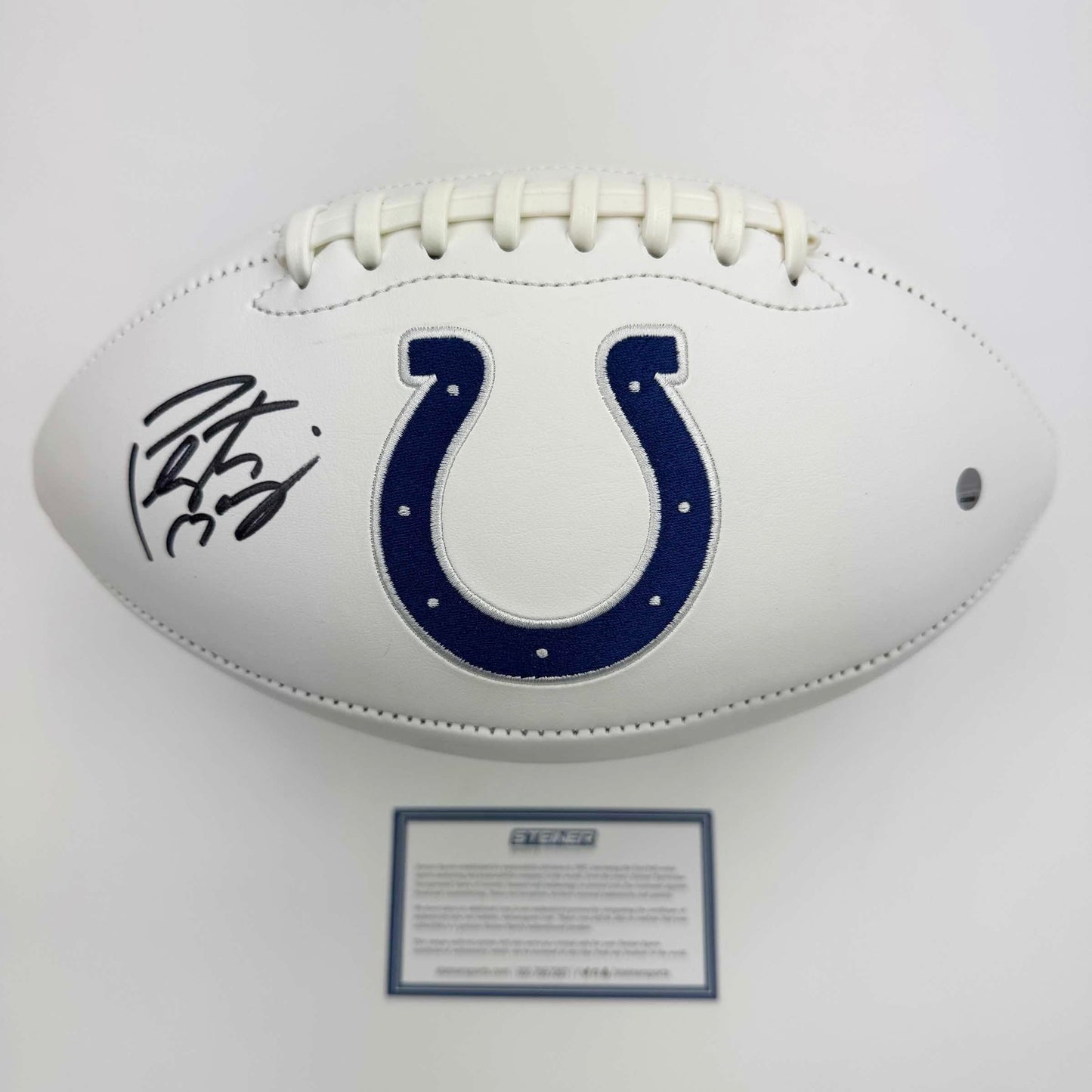 Autographed/Signed Peyton Manning Indianapolis Colts Full Size F/S White Panel Logo Football Steiner Sports COA