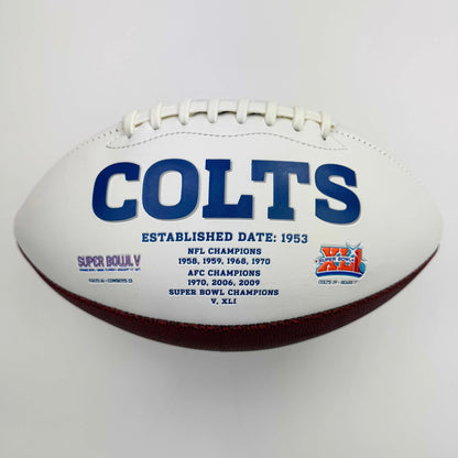 Autographed/Signed Peyton Manning Indianapolis Colts Full Size F/S White Panel Logo Football Steiner Sports COA